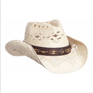 Leather Band And Beads Cowboy Hat